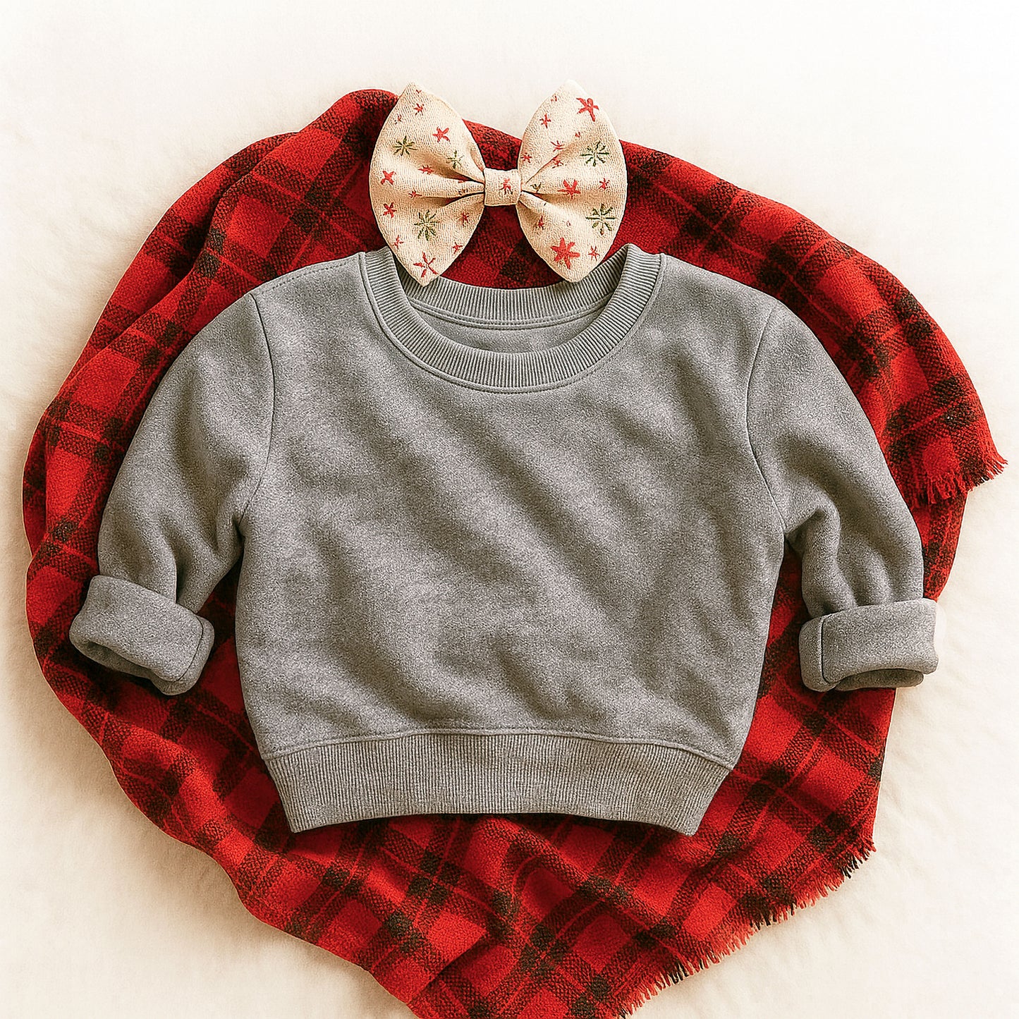 ***MOCKUP*** 3317 RS Toddler Granite Heather Sweatshirt Mockup - Christmas Plaid Girl