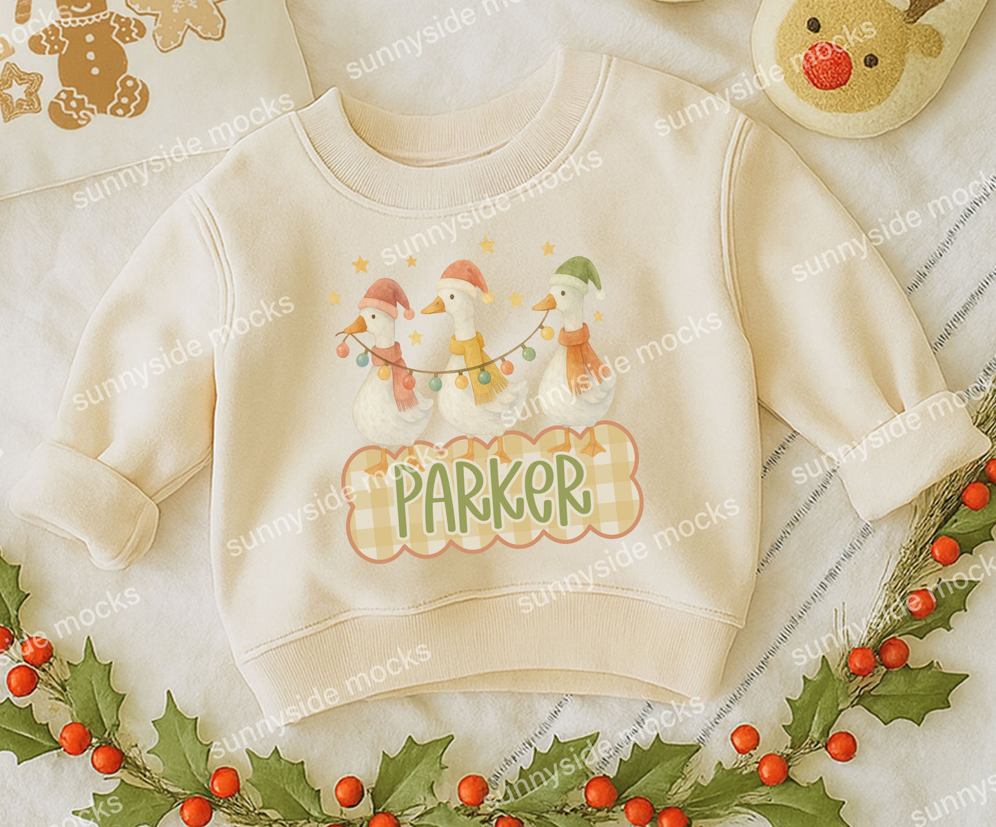 Christmas Geese Toddler Name PNG