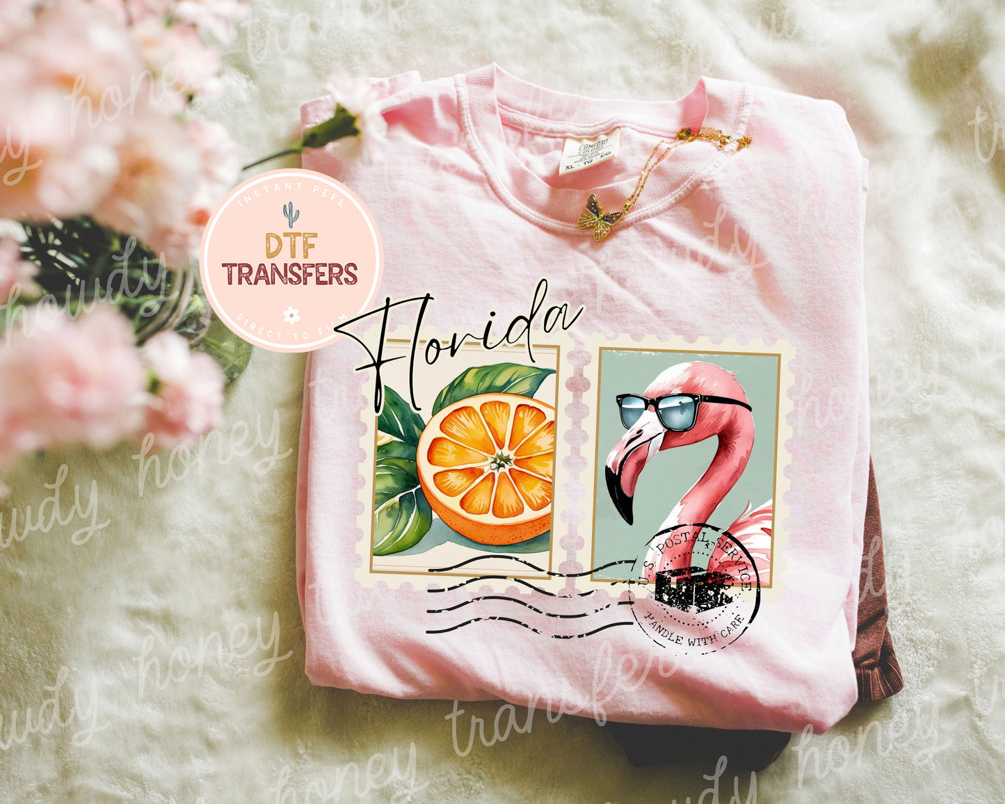 State of Florida Postcard Stamp DTF Transfer Print