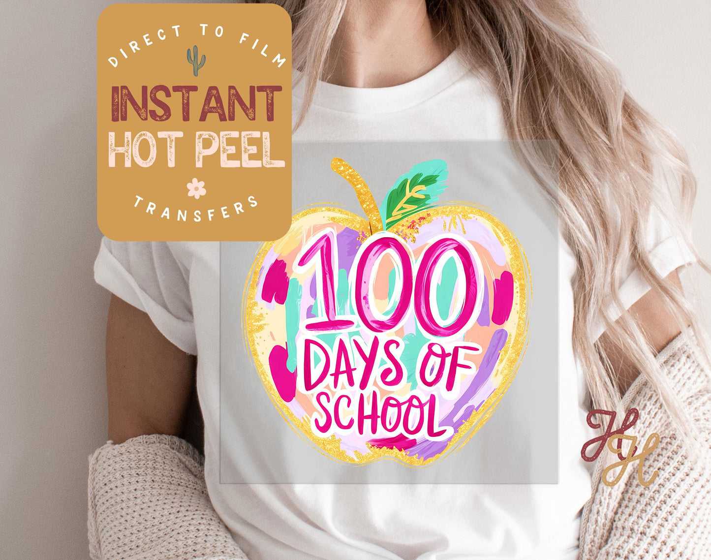 DTF 100 Days of School transfer, Teacher Direct to Film Transfer, Bulk DTF Sheet, Ready for Press Transfers, DTG Sheet, Trendy School Prints