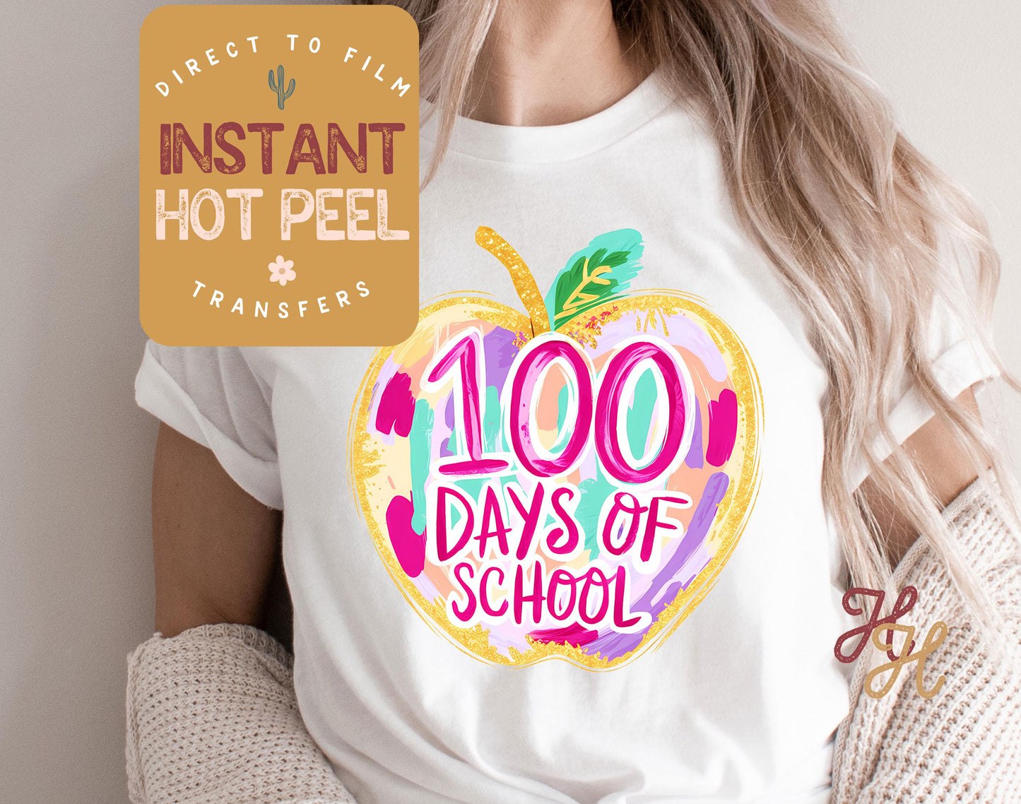 DTF 100 Days of School transfer, Teacher Direct to Film Transfer, Bulk DTF Sheet, Ready for Press Transfers, DTG Sheet, Trendy School Prints