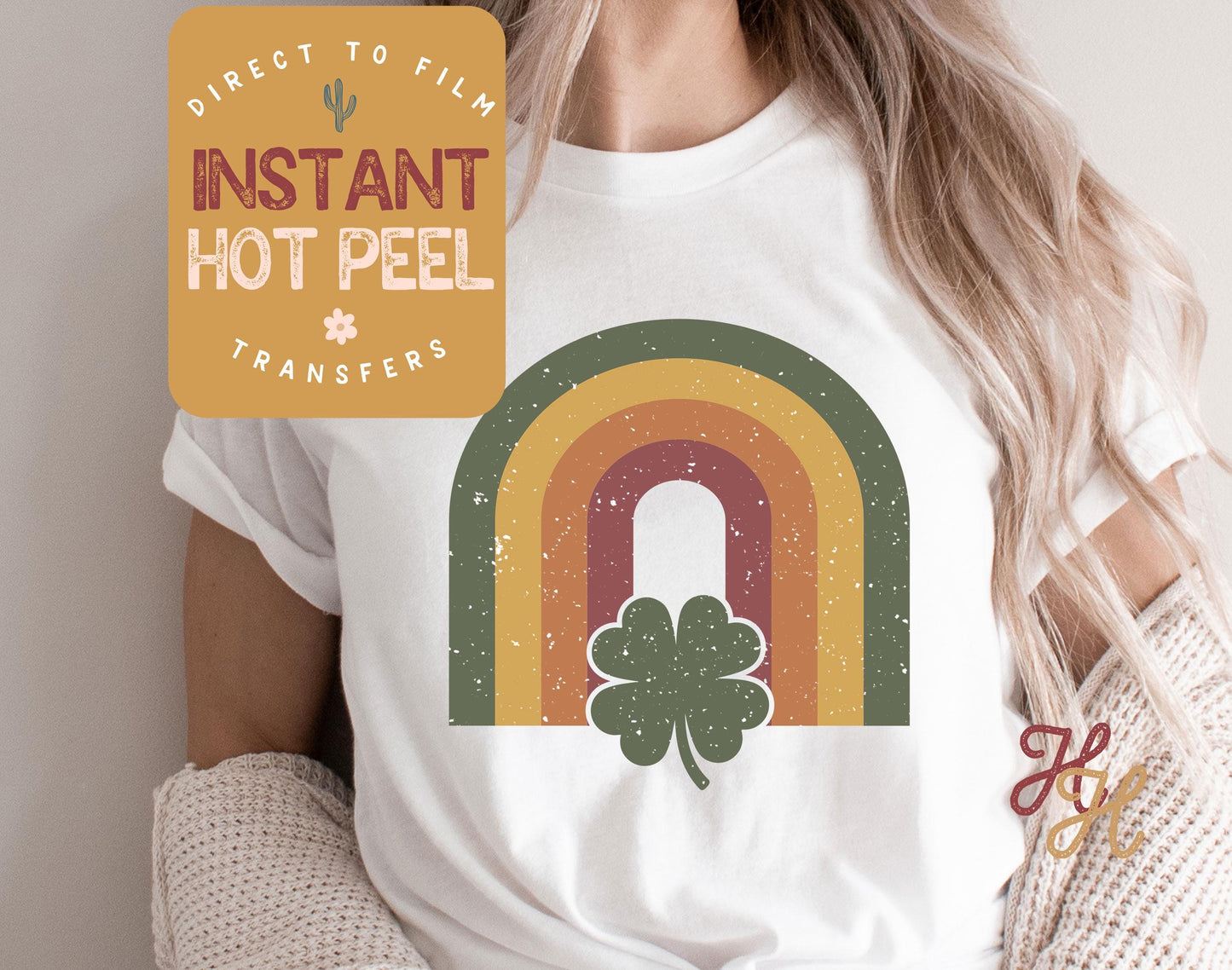 Retro Rainbow Shamrock St. Patricks Day DTF Transfer Print, Ready to Press Shirt Transfers, Trendy DTG Heat Press Transfer, Instant Hot Peel