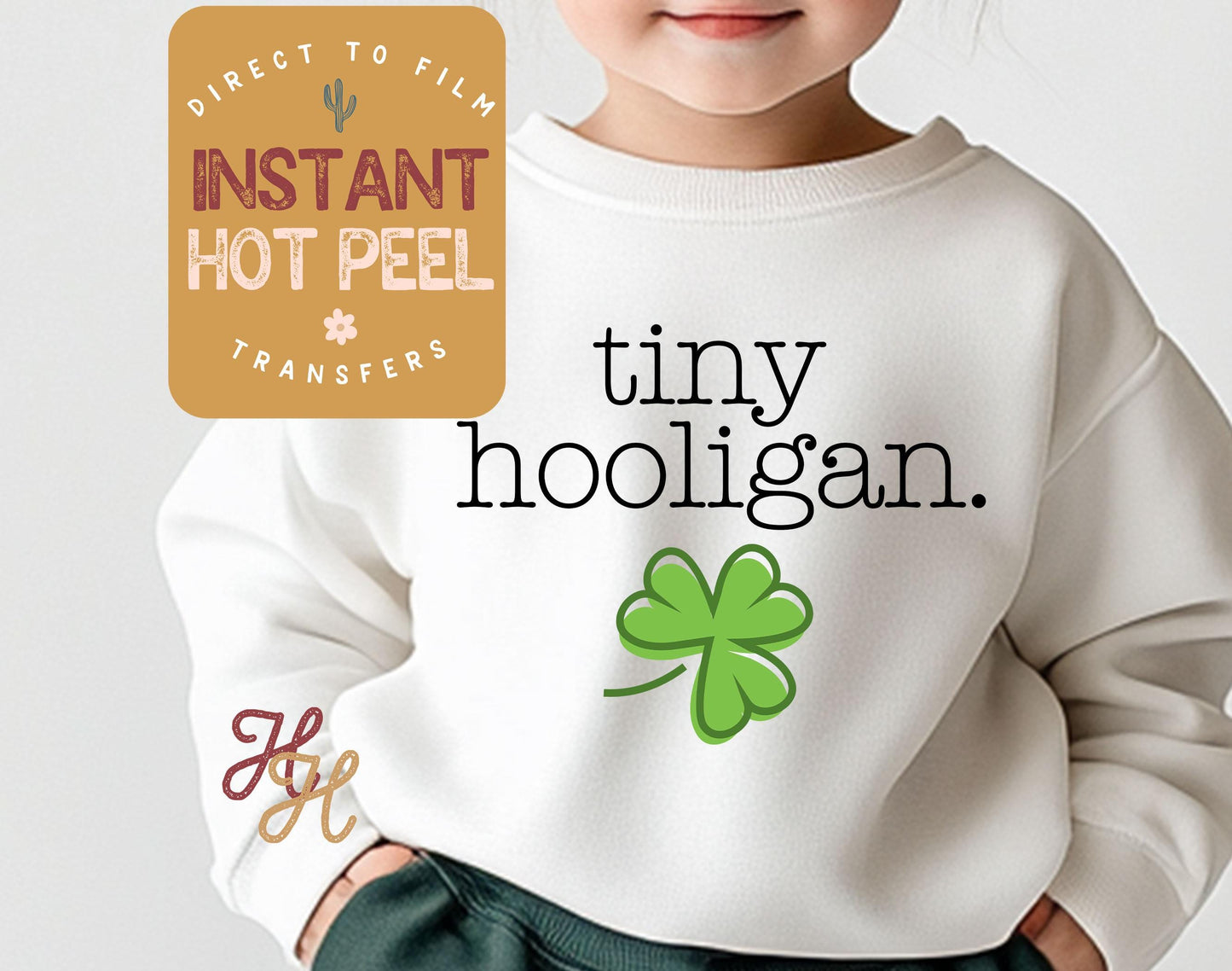 Tiny Hooligan kids St. Patricks Day DTF Transfer Print, Ready to Press Shirt Transfers, Trendy DTG Heat Press Transfer, Instant Hot Peel