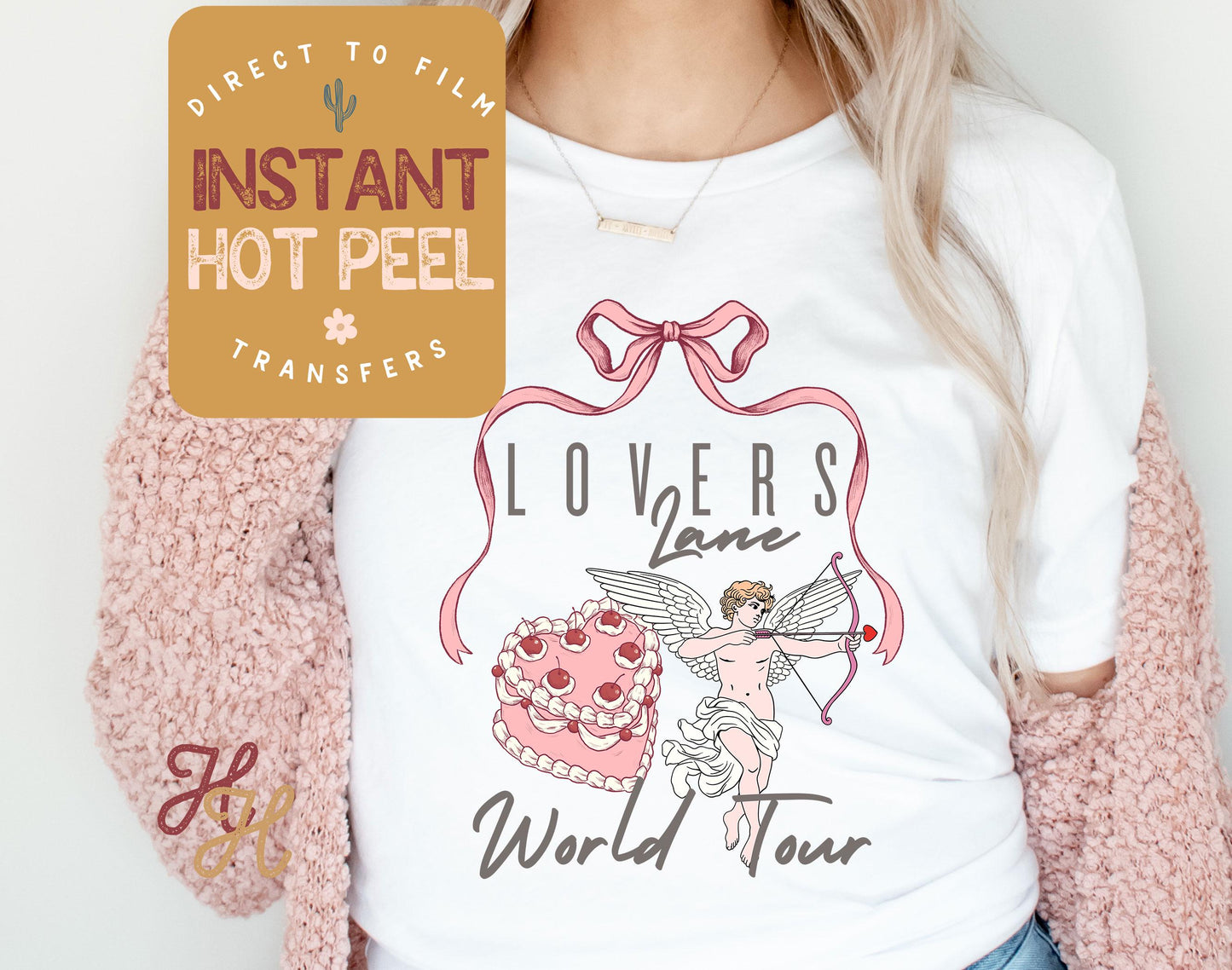Lovers Lane Valentines DTF Transfer Print, Ready to Press Shirt Transfers, Trendy Vday DTG Heat Press Transfer, Instant Hot Peel Film