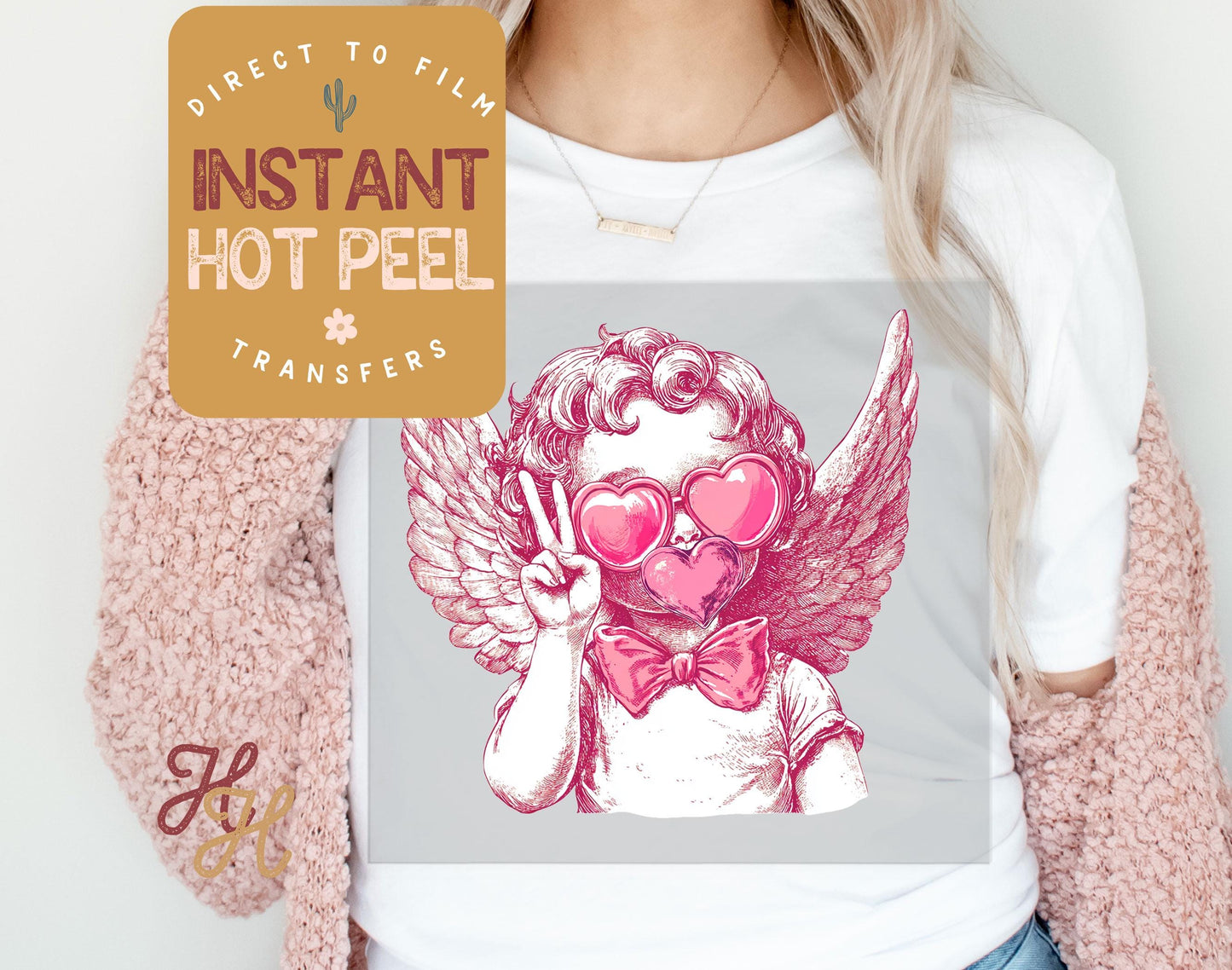 Bubble Gum Cupid Valentines DTF Transfer Print, Ready to Press Shirt Transfers, Trendy Vday DTG Heat Press Transfer, Instant Hot Peel Film