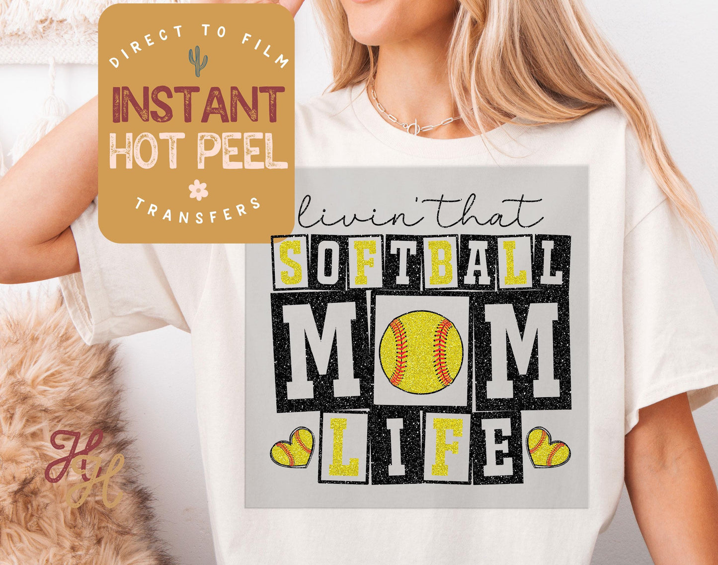 Softball Mom Life DTF Transfer, Ready to Press Transfer, Sports Direct to Film Prints, Bulk DTF Transfer Sheet, Ready for Press DTG Film