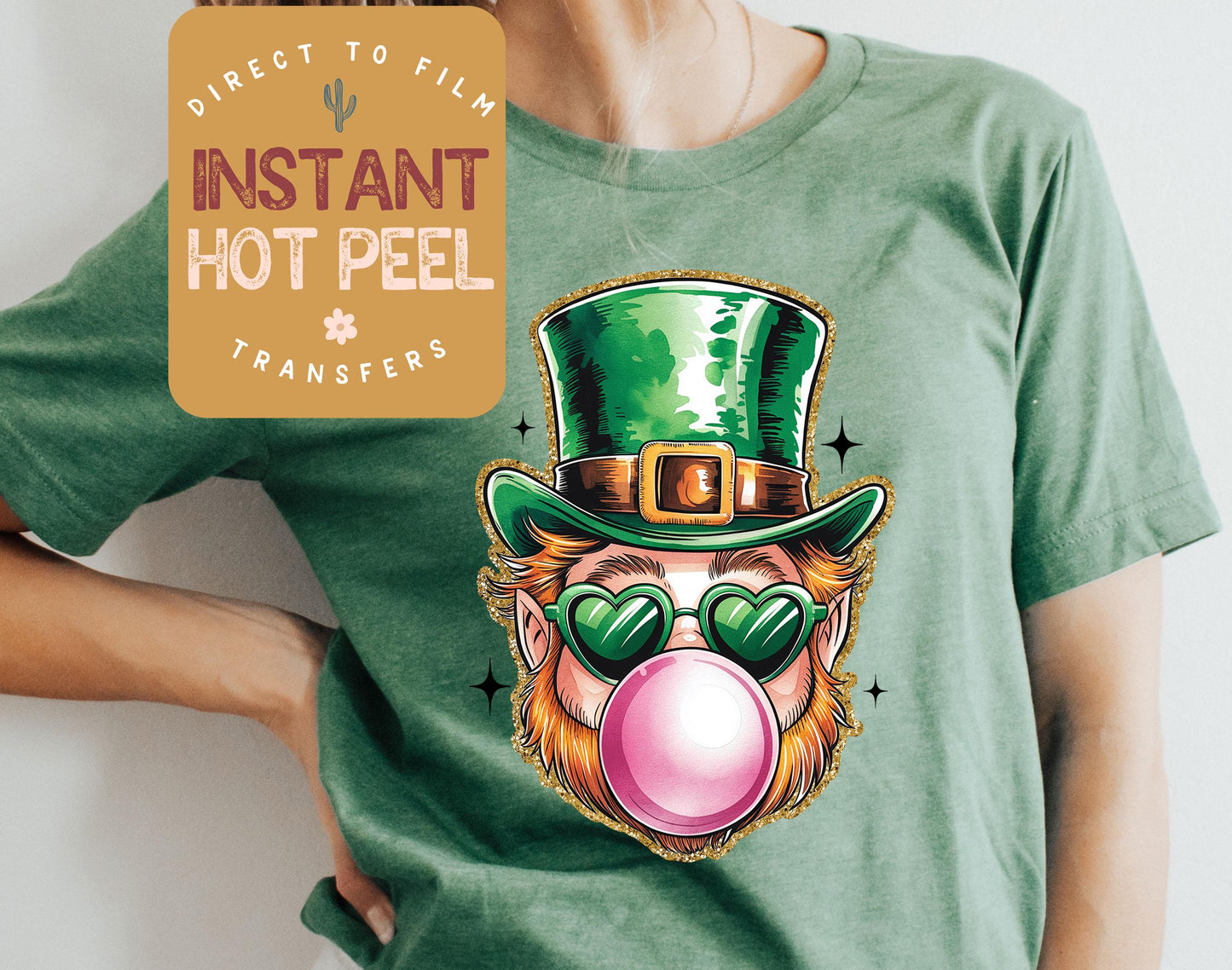 Leprechaun Bubble DTF St. Patricks Day Transfer Print, Ready to Press Shirt Transfers, Trendy DTG Heat Press Transfer, Instant Hot Peel Film
