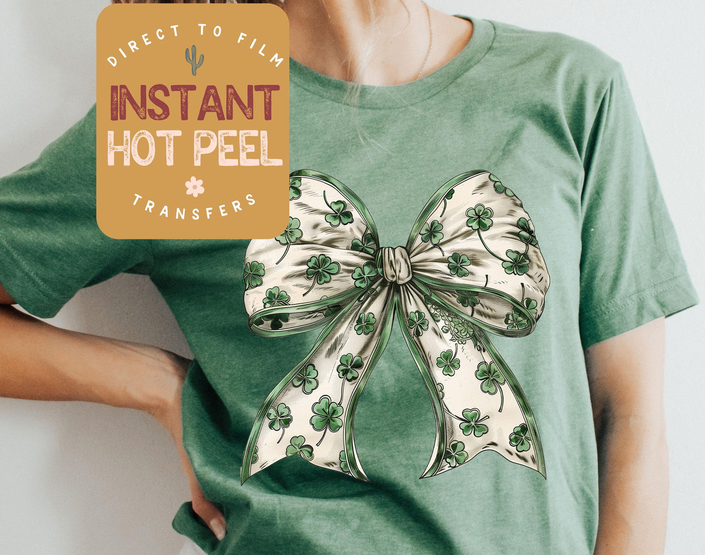 Shamrock Coquette DTF St. Patricks Day Transfer Print, Ready to Press Shirt Transfers, Trendy DTG Heat Press Transfer, Instant Hot Peel Film