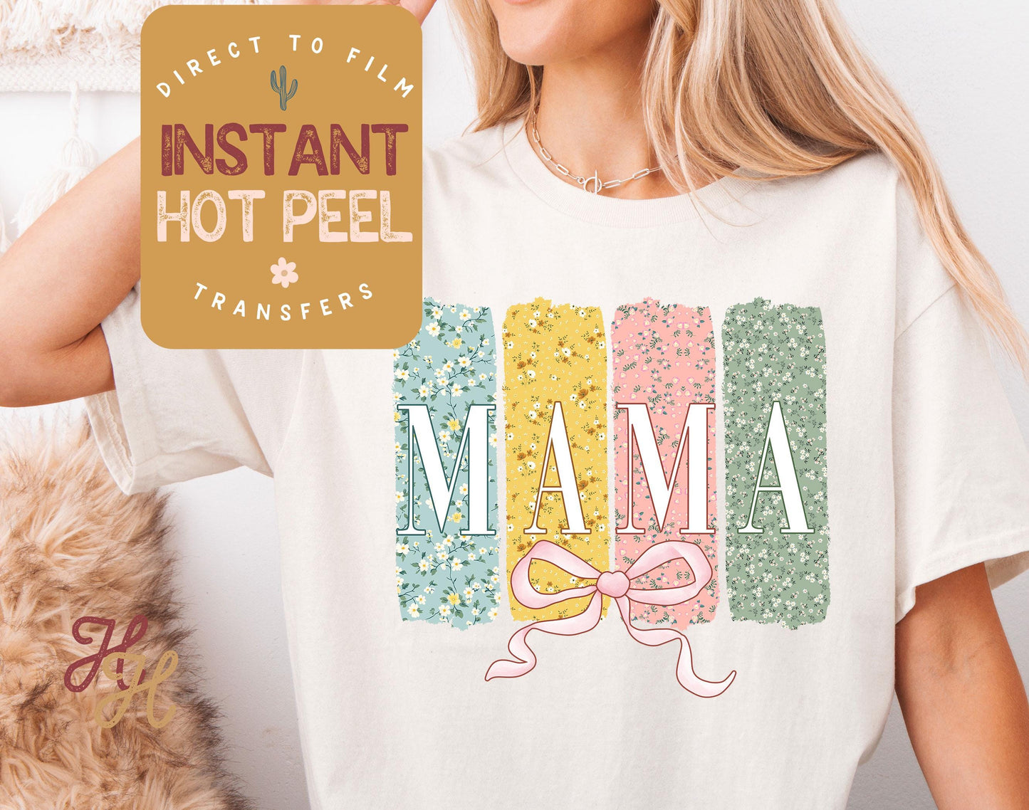 Floral Mama Transfer Print, Mother's Day DTF, Ready to Press Shirt Transfers, Trendy Mom DTG Heat Transfer, Mama Instant Peel Hot Press