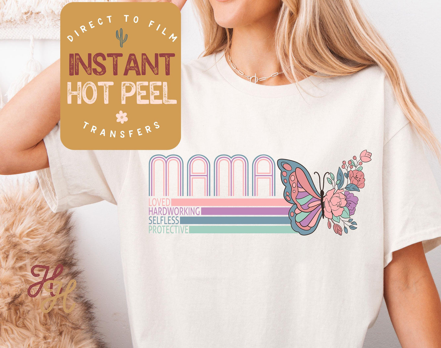 Mother's Day DTF, Butterfly Mama Transfer Print, Ready to Press Shirt Transfers, Trendy Mom DTG Heat Transfer, Mama Instant Peel Hot Press