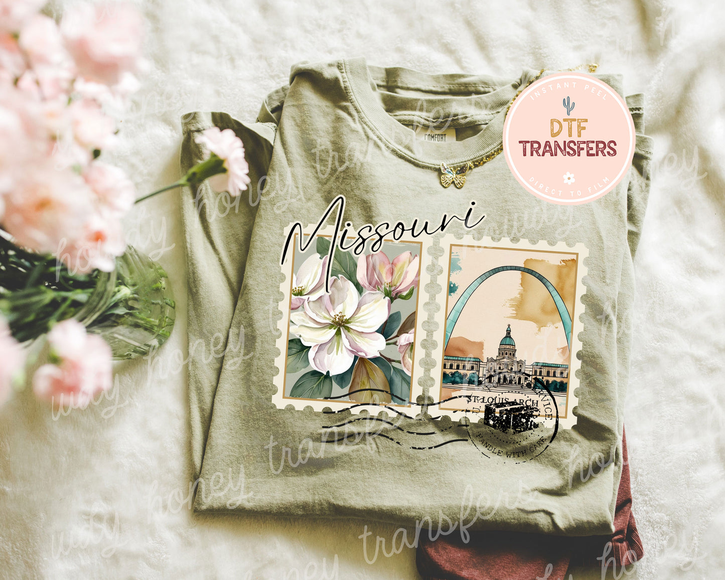 State of Missouri Postcard Stamp DTF Transfer Print