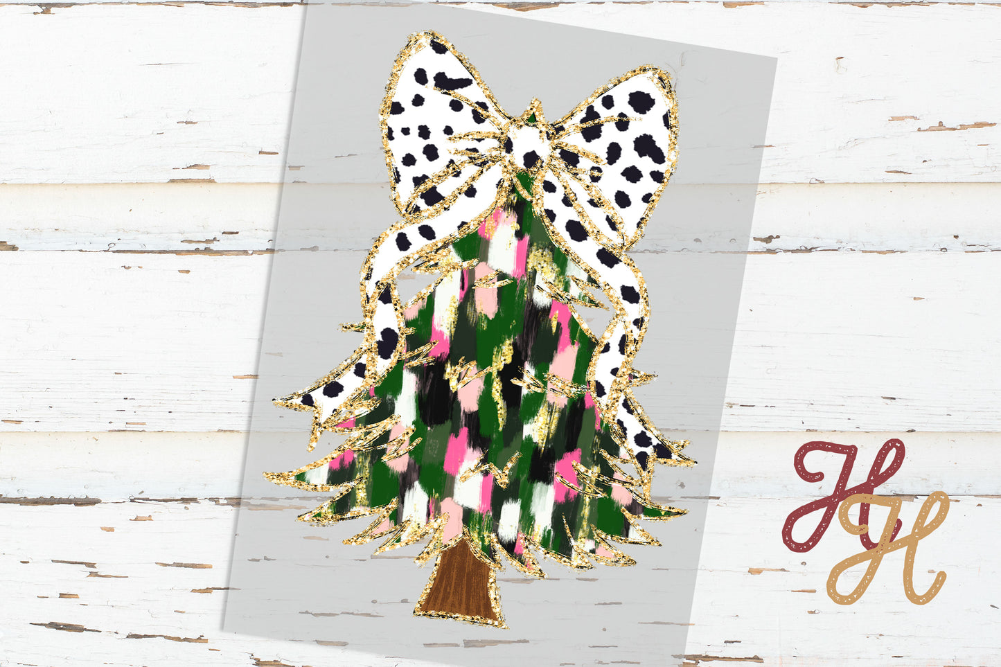 Faux Glitter Christmas Tree Coquette Fabric Transfer