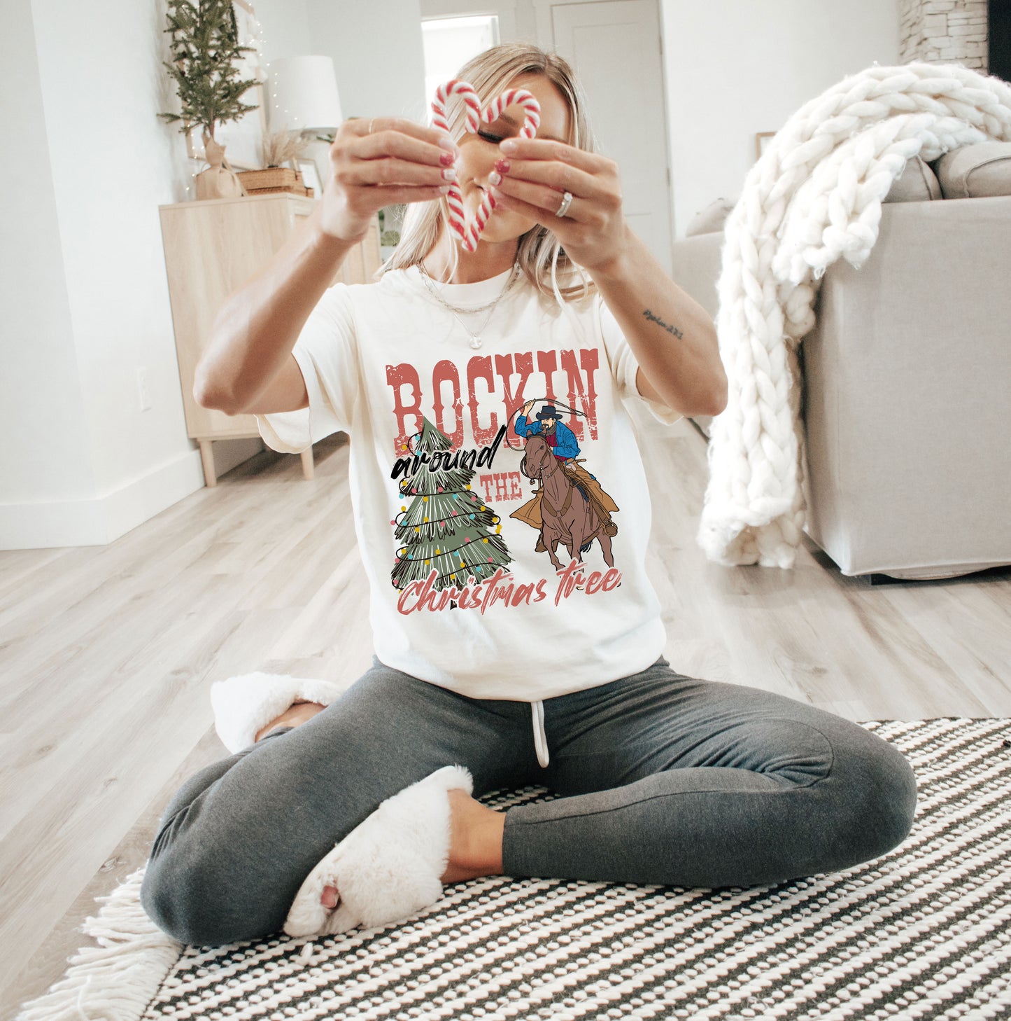 Rockin Around the Christmas Tree Western Fabric Transfer