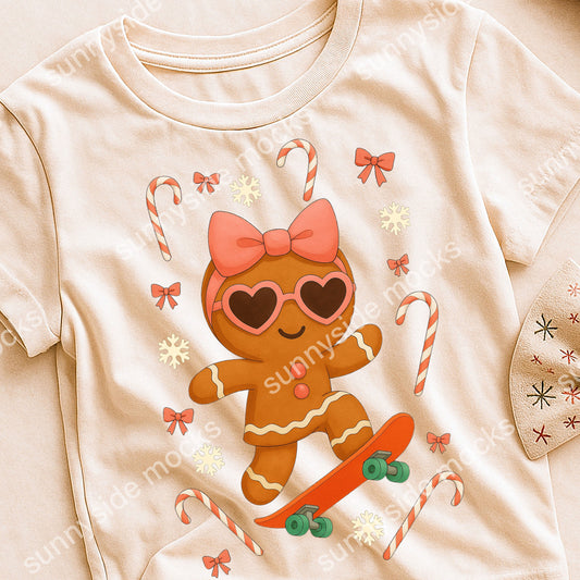 **DIGITAL DOWNLOAD** Gingerbread Girl Skateboard PNG
