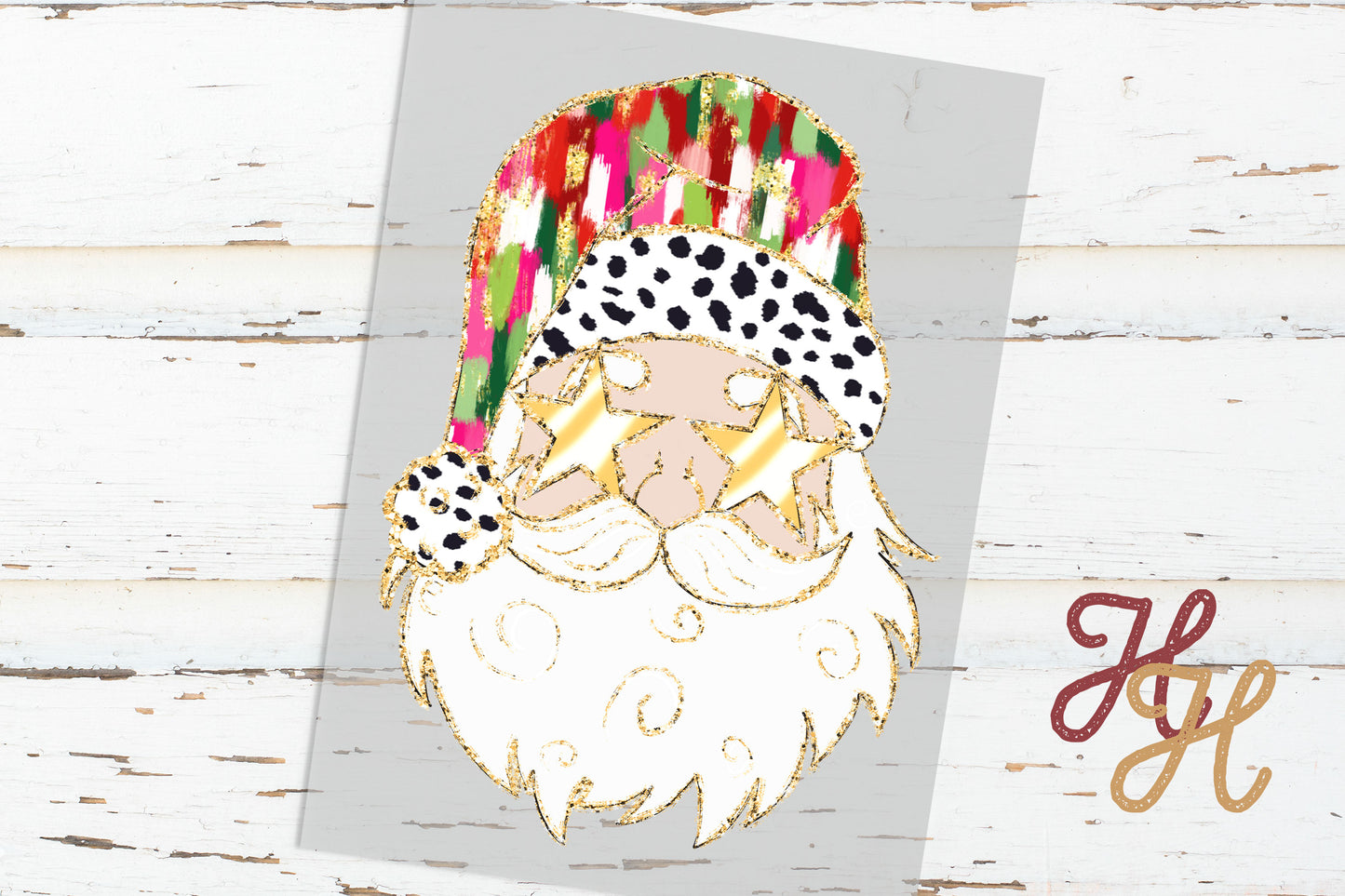 Faux Glitter Santa Star Eyes Fabric Transfer