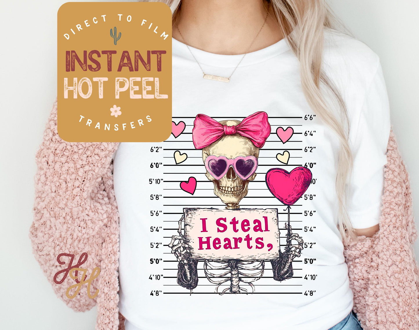 I Steal Hearts Valentines DTF Transfer Print, Ready to Press Shirt Transfers, Trendy Vday DTG Heat Press Transfer, Instant Hot Peel Film