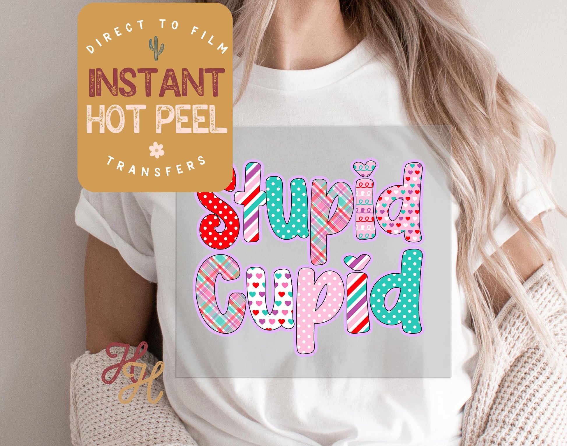 Stupid Cupid Valentines DTF Transfer Print, Ready to Press Shirt Transfers, Trendy Vday DTG Heat Press Transfer, Instant Peel Direct to Film