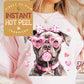 Gray Pitbull Valentines DTF Transfer Print, Ready to Press Shirt Transfers, Trendy Vday DTG Heat Press Transfer, Instant Hot Peel Film