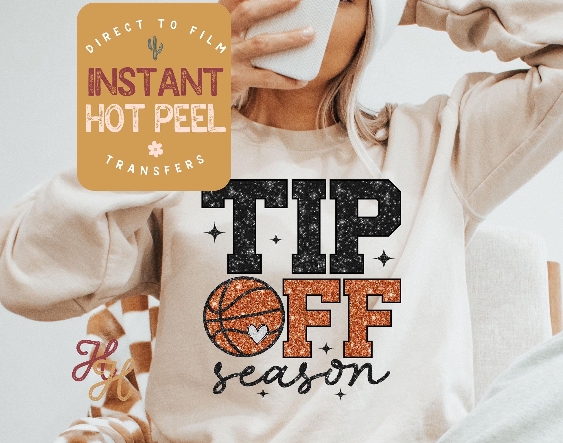 Tip Off Season Basketball Coquette Bow DTF, Ready to Press Transfer, Sports Direct to Film Prints, Bulk DTF Transfer Sheet, Ready for Press