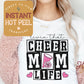 Cheer Mom Life DTF, Ready to Press Transfer, Sports Direct to Film Prints, Bulk DTF Transfer Sheet, Ready for Press, DTG Transfers