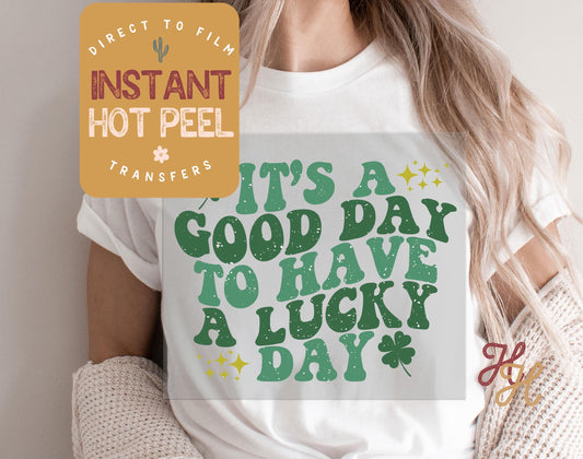 Lucky Day St. Patricks Day DTF Transfer Print, Ready to Press Shirt Transfers, Trendy DTG Heat Press Transfer, Instant Hot Peel Film