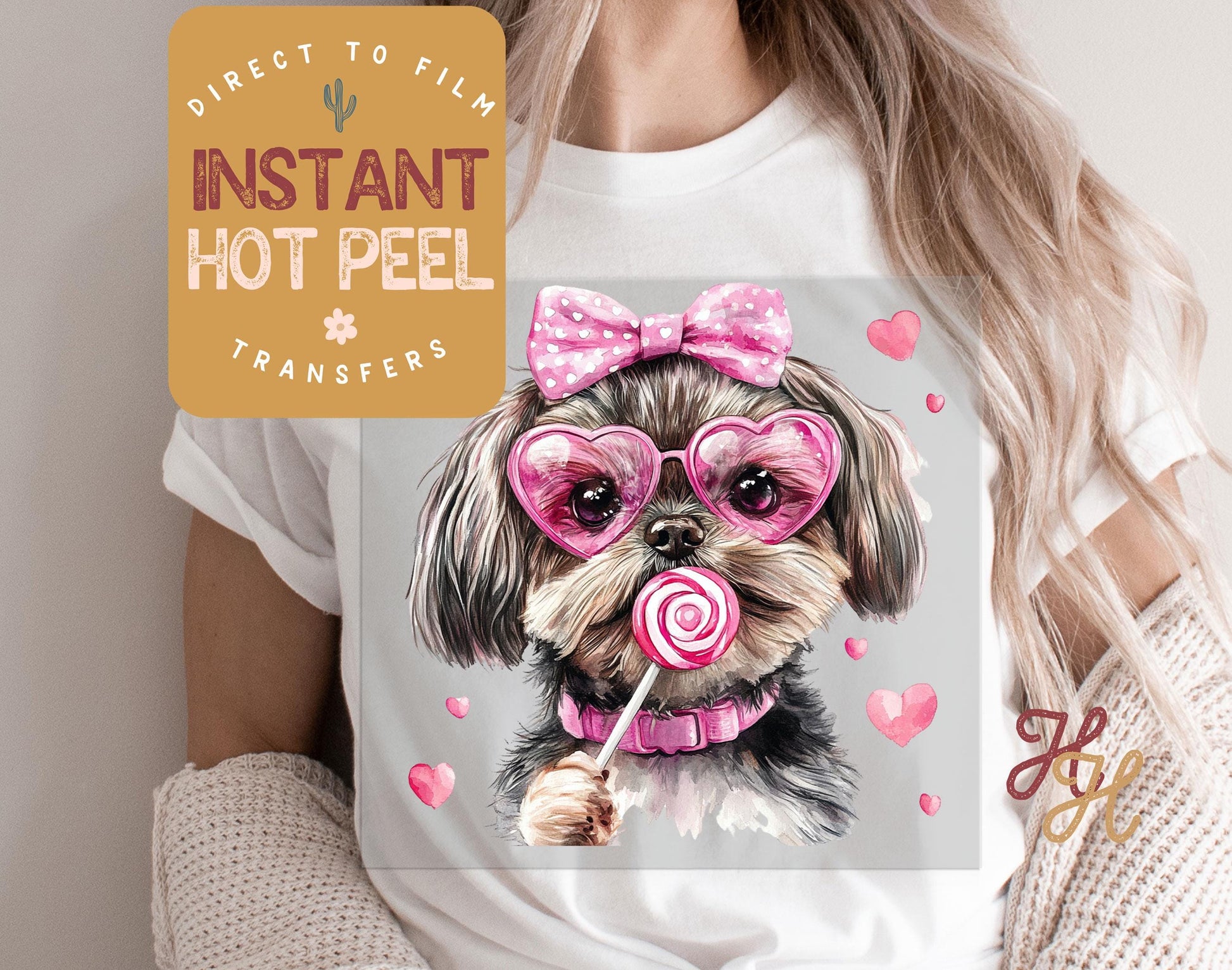 Shih Tzu Love Valentines DTF Transfer Print, Ready to Press Shirt Transfers, Trendy Vday DTG Heat Press Transfer, Instant Hot Peel Film