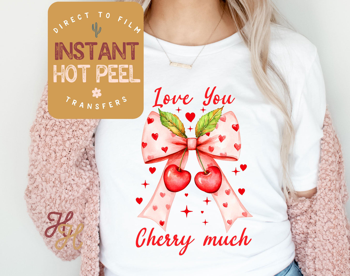 Love You Cherry Much Valentines DTF Transfer Print, Ready to Press Shirt Transfers, Trendy Vday DTG Heat Press Transfer, Instant Hot Peel