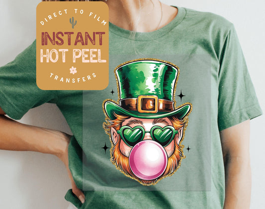 Leprechaun Bubble DTF St. Patricks Day Transfer Print, Ready to Press Shirt Transfers, Trendy DTG Heat Press Transfer, Instant Hot Peel Film