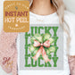 Lucky Shamrock Bow St. Patricks Day Transfer Print, Ready to Press Shirt Transfers, Trendy DTG Heat Press Transfer, Instant Hot Peel Film