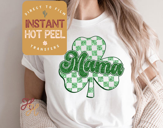 Shamrock Mama DTF St. Patricks Day Transfer Print, Ready to Press Shirt Transfers, Trendy DTG Heat Press Transfer, Instant Hot Peel Film