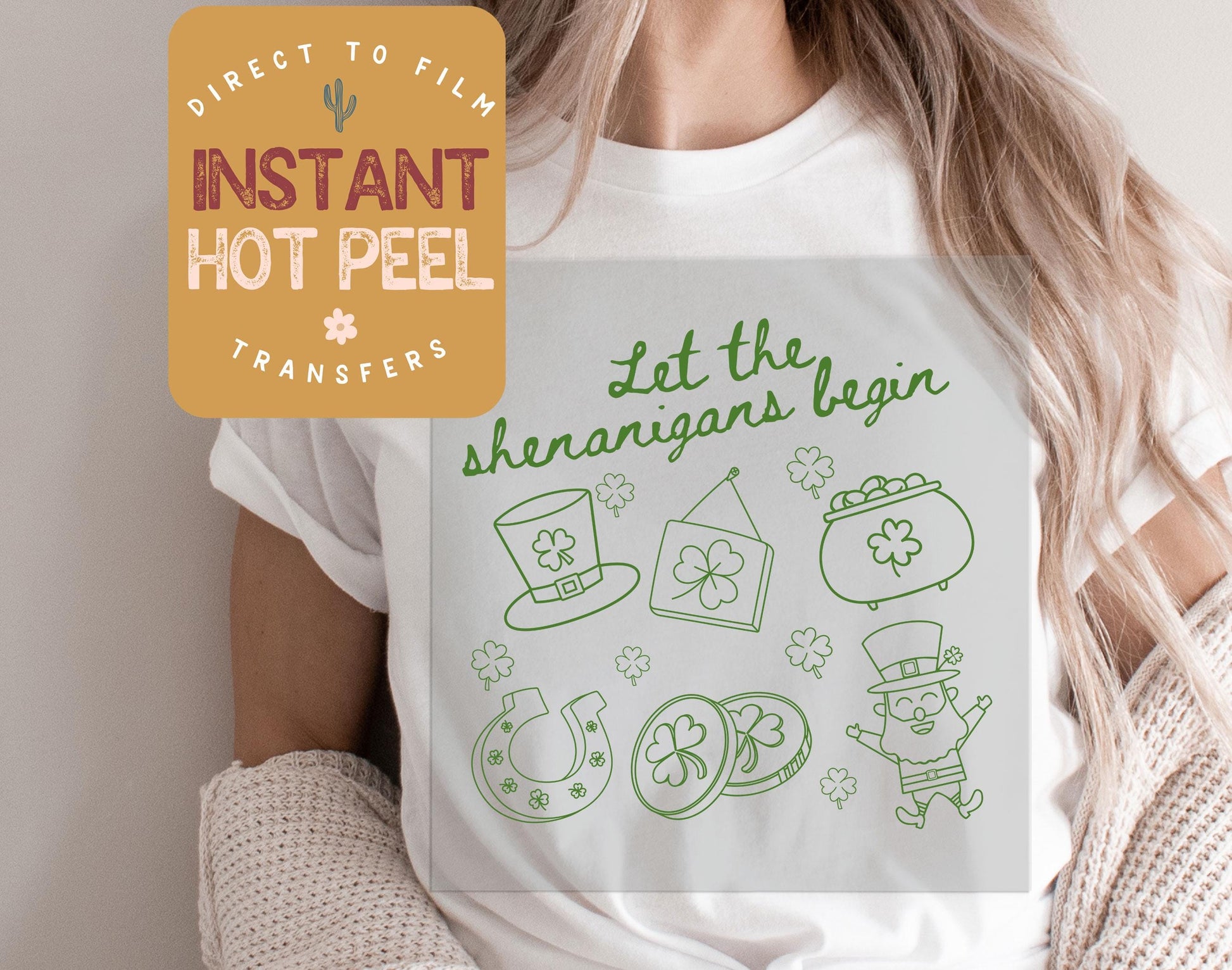 Let the Shenanigans Begin DTF St. Patricks Day Transfer Print, Ready to Press Shirt Transfers, Trendy DTG Heat Transfer, Instant Hot Peel