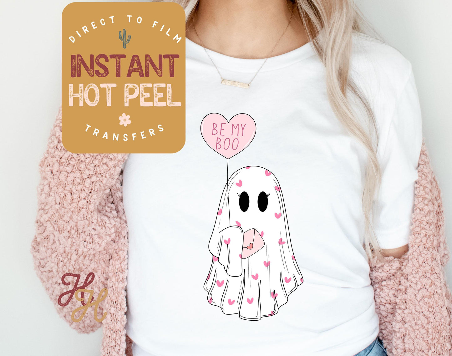 Valentines Ghost By My Boo DTF Transfer Print, Ready to Press Shirt Transfers, Trendy Vday DTG Heat Press Transfer Instant Hot Peel Film