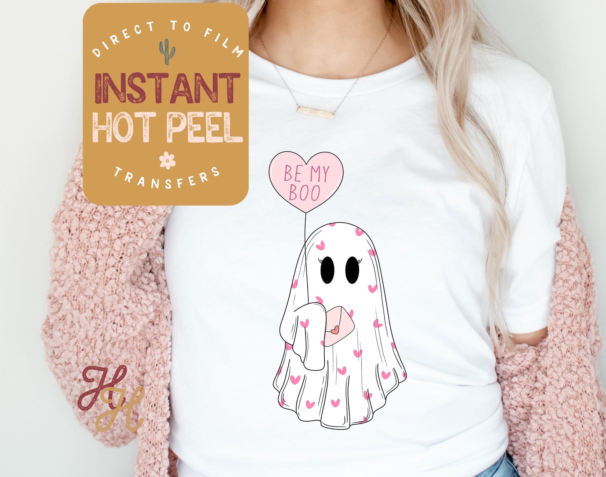 Valentines Ghost By My Boo DTF Transfer Print, Ready to Press Shirt Transfers, Trendy Vday DTG Heat Press Transfer Instant Hot Peel Film