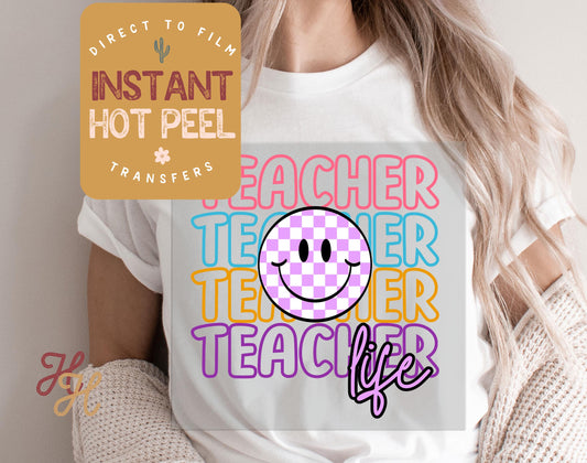DTF Transfer for Teacher Shirt, DTF Heat Transfer Teacher, Teacher Life Ready to Press Transfer, Direct to Film Prints, Bulk Transfer Sheet