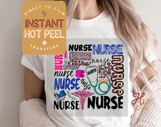 DTF Heat Transfer Nurse, Nurse Ready to Press Transfer, Rn Direct to Film Prints, Bulk Transfer Sheet, Ready for Press DTG Transfers