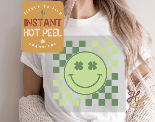 St Paddys Day DTF Transfer Print, Ready to Press Shirt Transfers, Trendy Retro Checkered DTG Heat Press Transfer, Instant Hot Peel Film
