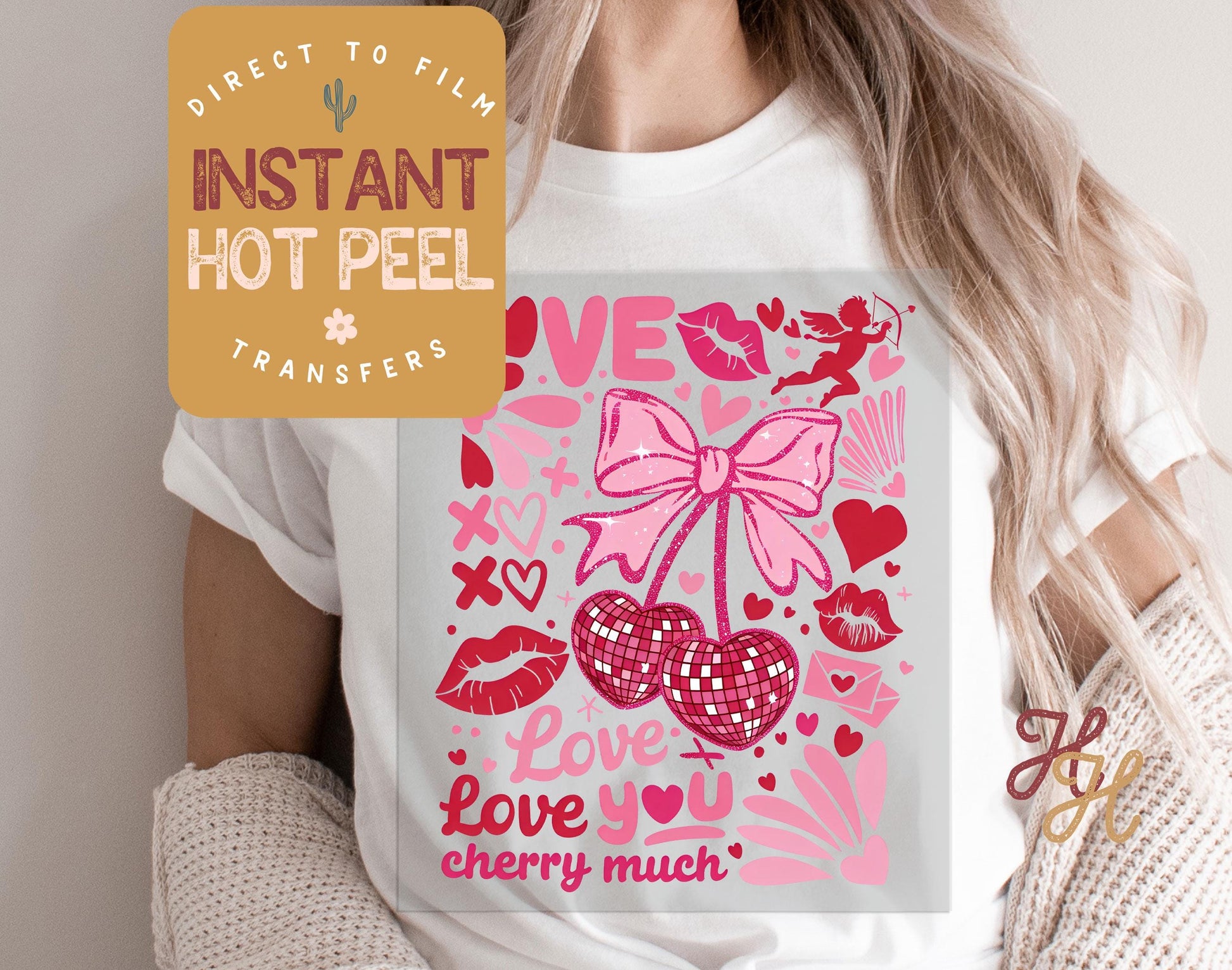 Retro Abstract Valentines DTF Transfer Print, Ready to Press Shirt Transfers, Trendy Vday DTG Heat Press Transfer, Instant Peel, Cherry Much