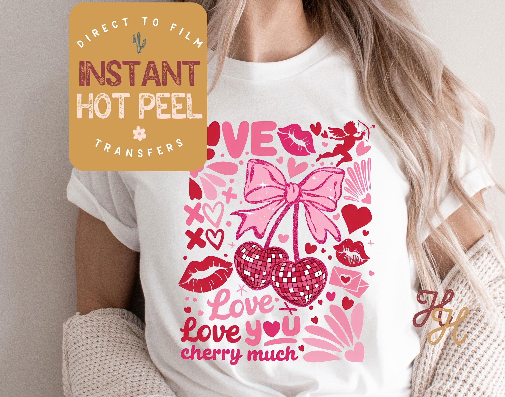 Retro Abstract Valentines DTF Transfer Print, Ready to Press Shirt Transfers, Trendy Vday DTG Heat Press Transfer, Instant Peel, Cherry Much