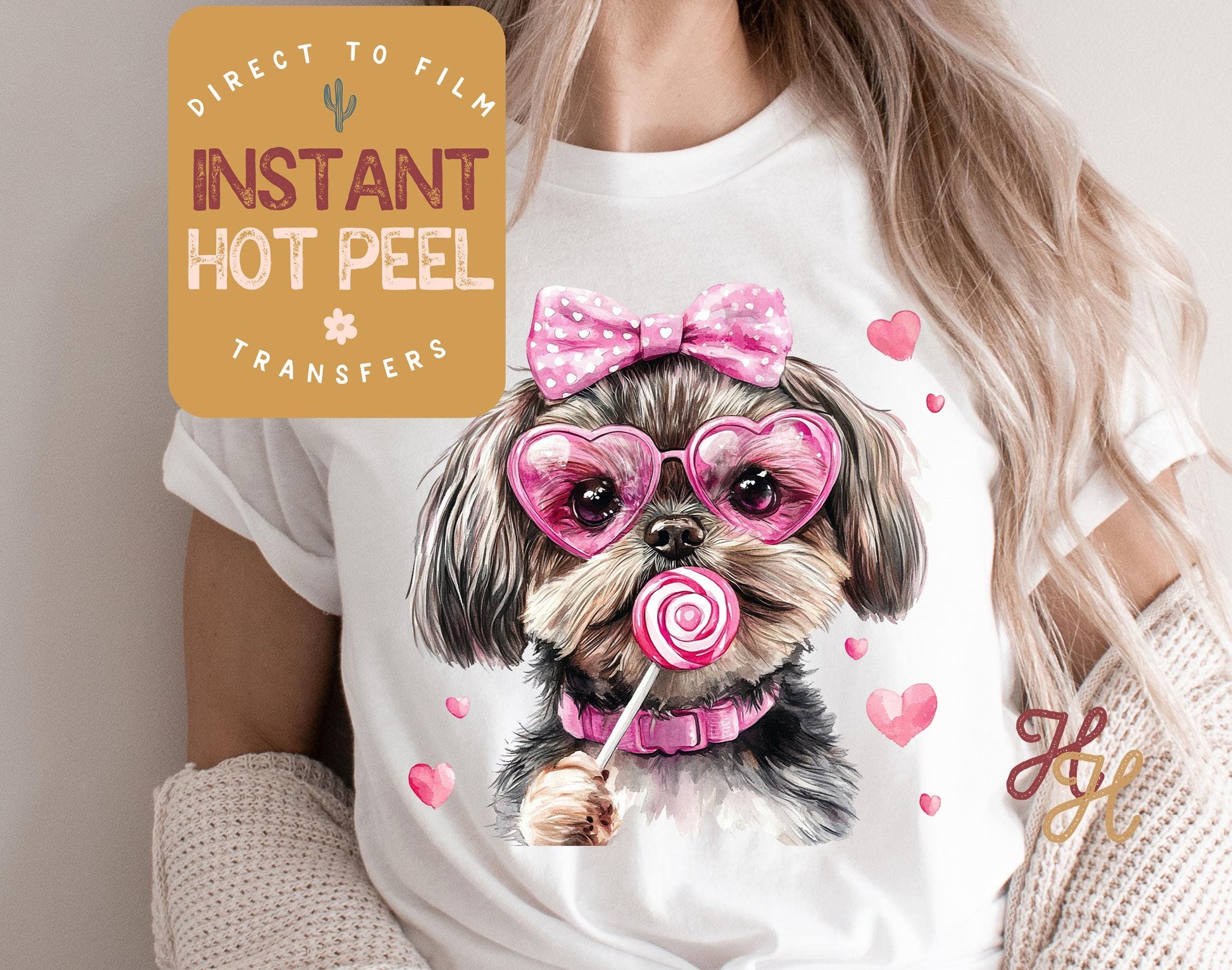 Shih Tzu Love Valentines DTF Transfer Print, Ready to Press Shirt Transfers, Trendy Vday DTG Heat Press Transfer, Instant Hot Peel Film