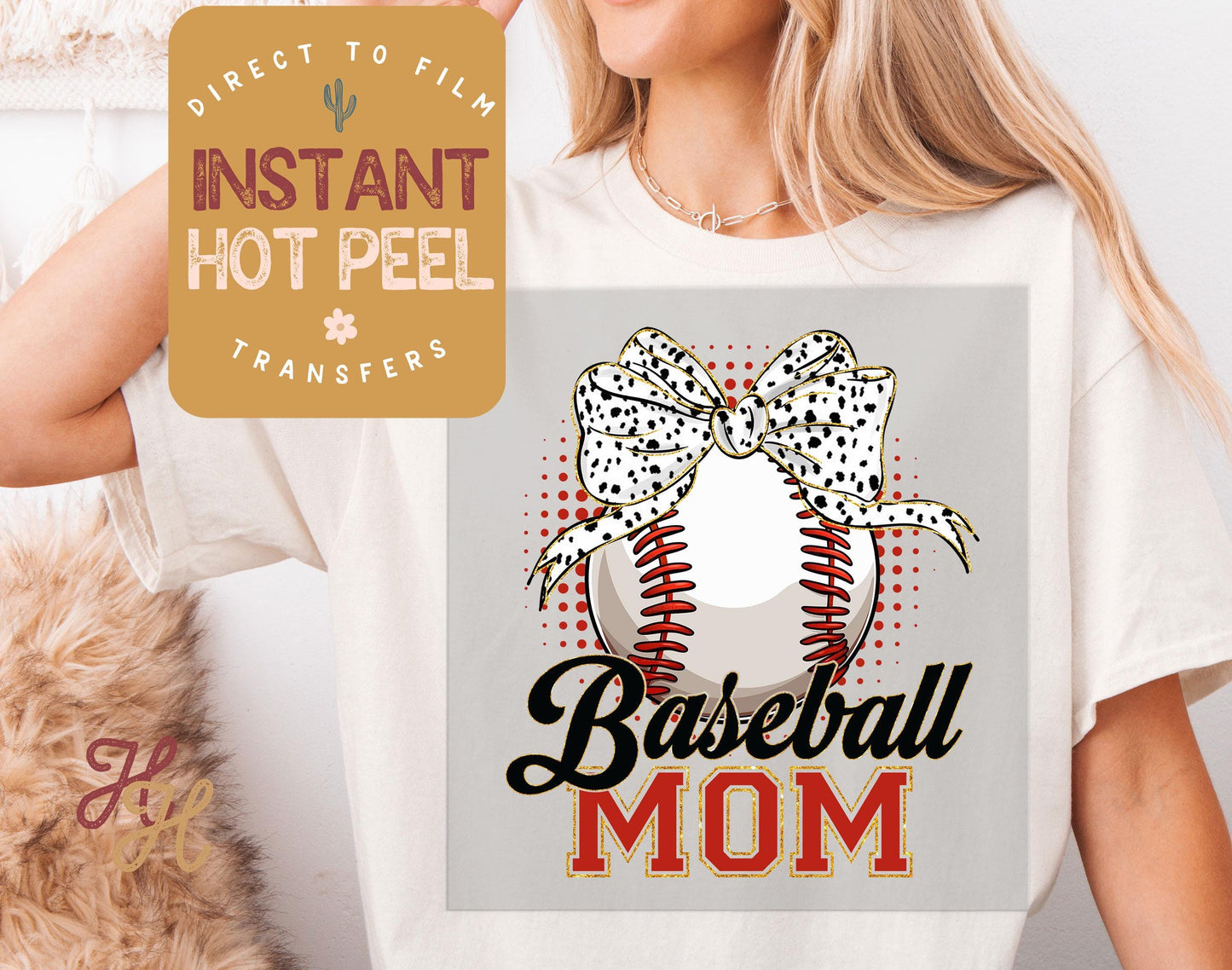 Baseball Mom DTF Transfer, Ready to Press Transfer, Sports Direct to Film Prints, Bulk DTF Transfer Sheet, Ready for Press DTG Hot Peel Film