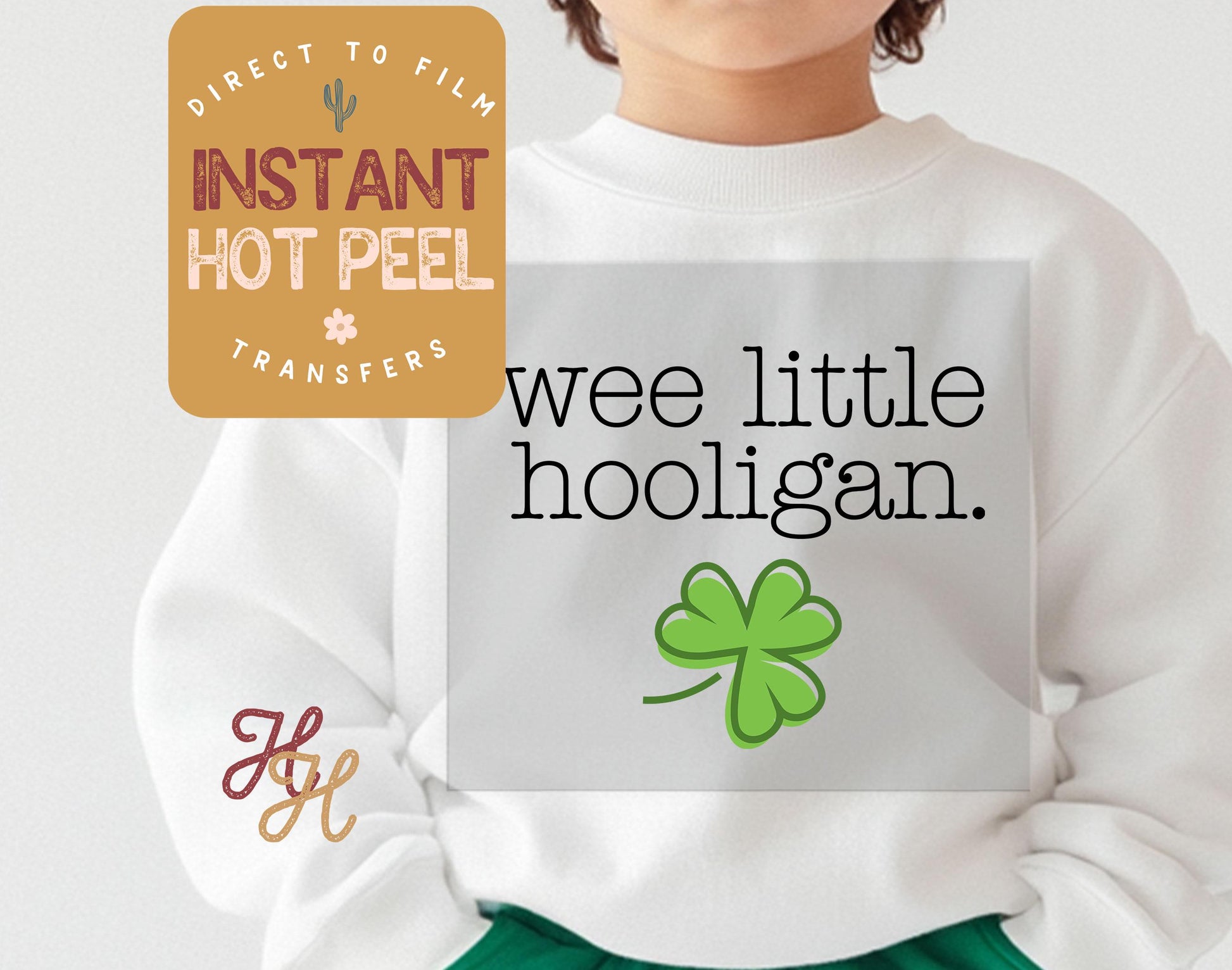 Wee little Hooligan kids St. Paddy Day DTF Transfer Print, Ready to Press Shirt Transfers, Trendy DTG Heat Press Transfer, Instant Hot Peel