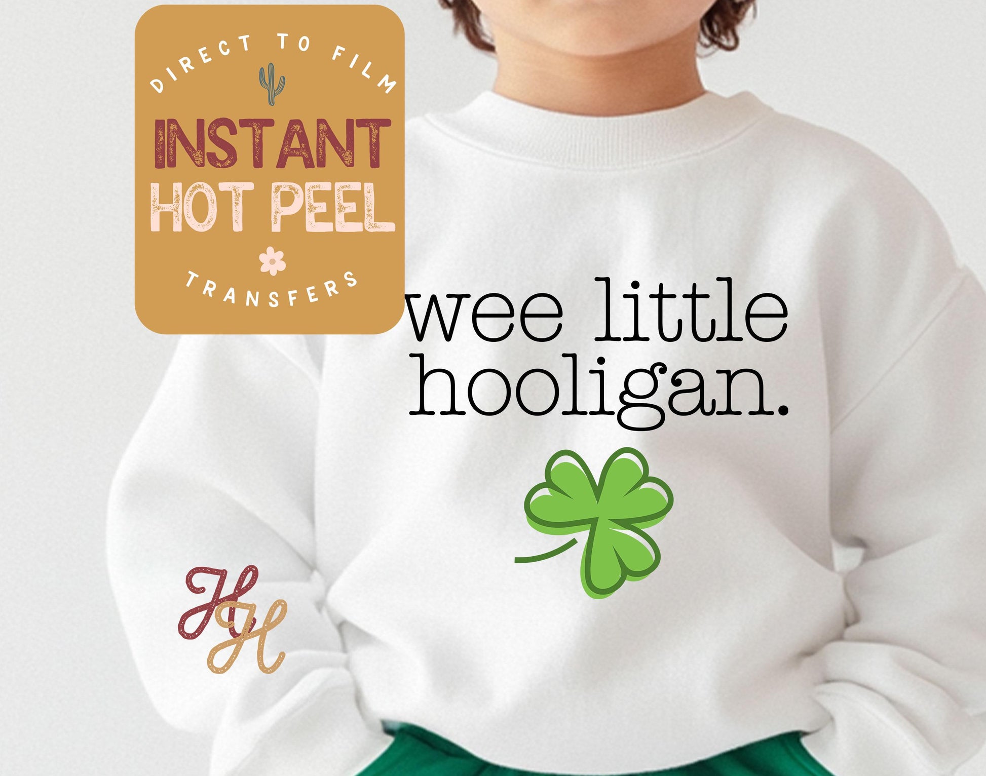 Wee little Hooligan kids St. Paddy Day DTF Transfer Print, Ready to Press Shirt Transfers, Trendy DTG Heat Press Transfer, Instant Hot Peel