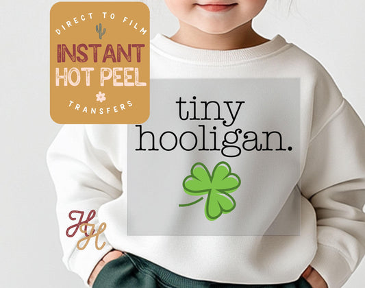 Tiny Hooligan kids St. Patricks Day DTF Transfer Print, Ready to Press Shirt Transfers, Trendy DTG Heat Press Transfer, Instant Hot Peel