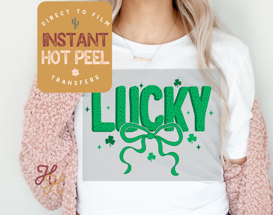 Lucky DTF St. Patricks Day Transfer Print, Ready to Press Shirt Transfers, Trendy DTG Heat Press Transfer, Instant Hot Peel Direct to Film