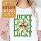 Lucky Shamrock Bow St. Patricks Day Transfer Print, Ready to Press Shirt Transfers, Trendy DTG Heat Press Transfer, Instant Hot Peel Film