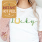 Lucky Horseshoe DTF St. Patricks Day Transfer Print, Ready to Press Shirt Transfers, Trendy DTG Heat Transfer, Direct to Film Instant Peel