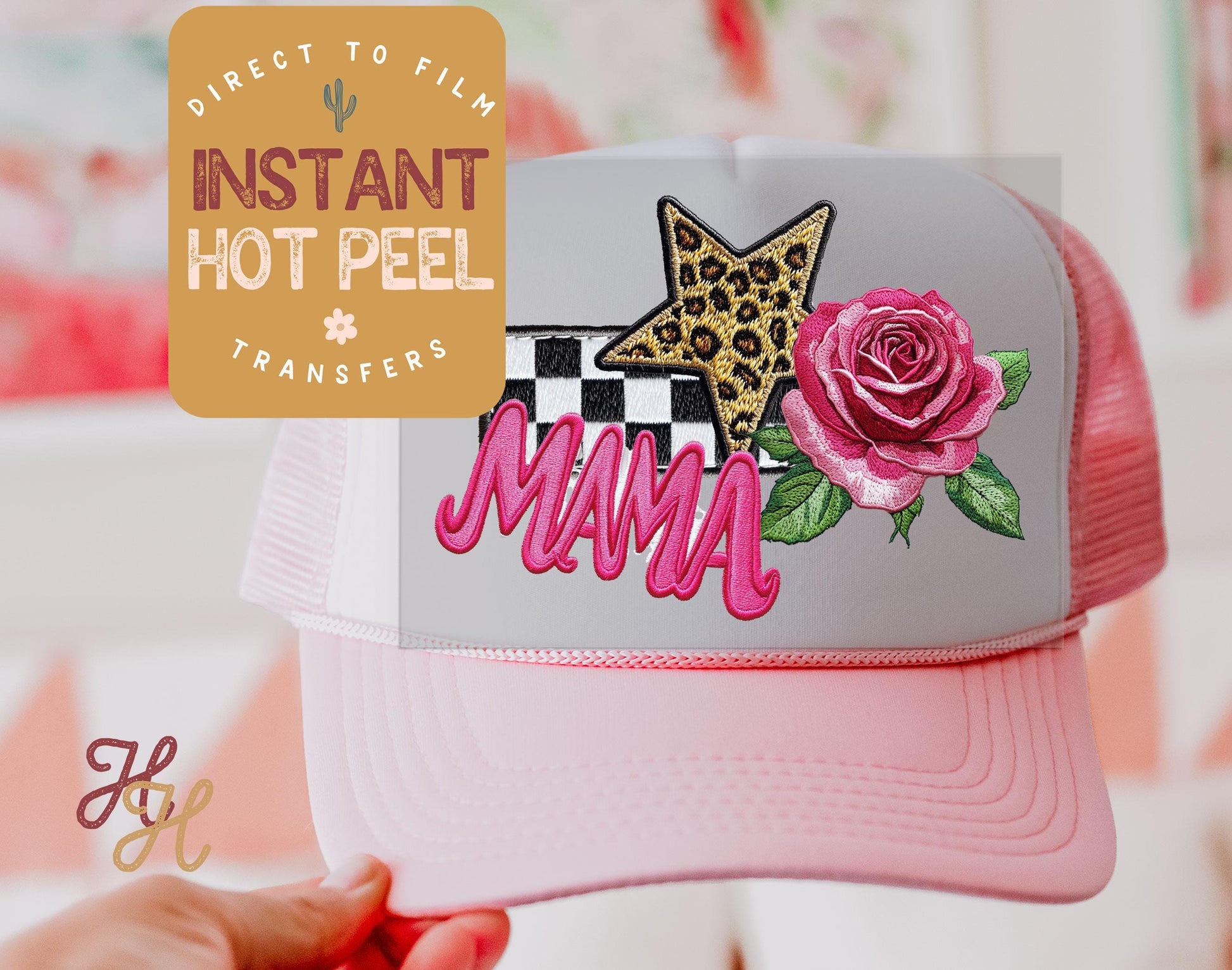 Faux Patch Mama Trucker Hat DTF Transfer, Hat Heat Transfer, Direct to Film Transfer, Bulk Transfer Sheet, Ready for Press Transfers DTG