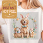 Easter Bunny Golden Retriever DTF Direct to Film Transfer, DTG Transfer Sheet, Ready for Press Transfers, DTG Sheet, Happy Easter Prints