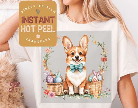 Easter Bunny Corgi Dog DTF Direct to Film Transfer, DTG Transfer Sheet, Ready for Press Transfers, DTG Sheet, Happy Easter Prints