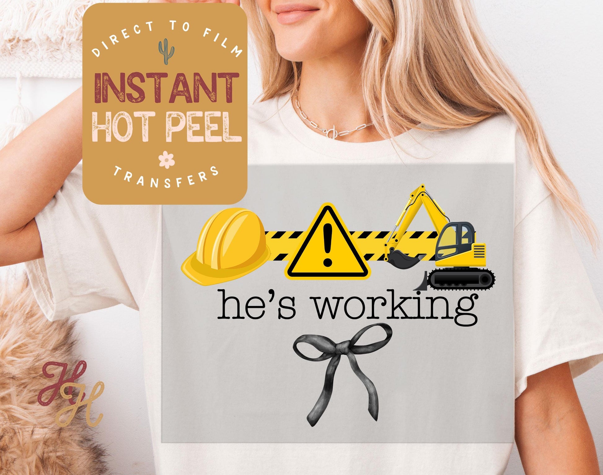 He's Working Construction DTF, Occupation Ready to Press Transfer, Proud Wives Direct to Film Prints, Bulk Transfer Sheet, Ready Press DTG